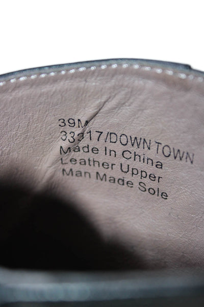 Bronx Womens Leather Block Heels Ankle Boots Shoes Black Size 9