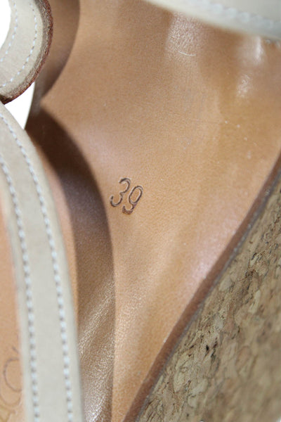 K Jacques Womens Leather Ankle Strap Platform Wedge Heels Shoes Brown Size 9