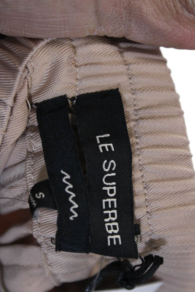 Le Superbe Womens Jogger Pants Beige 100% TENCEL Button Inseam 32 Size S