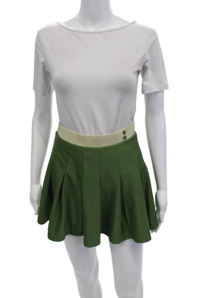 We Wore What Womens Pleated Skater Mini Skort Green Size S