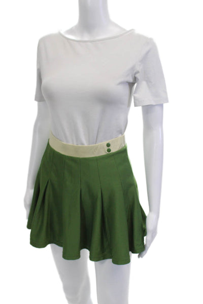 We Wore What Womens Pleated Skater Mini Skort Green Size S
