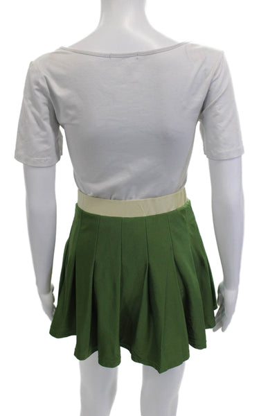 We Wore What Womens Pleated Skater Mini Skort Green Size S