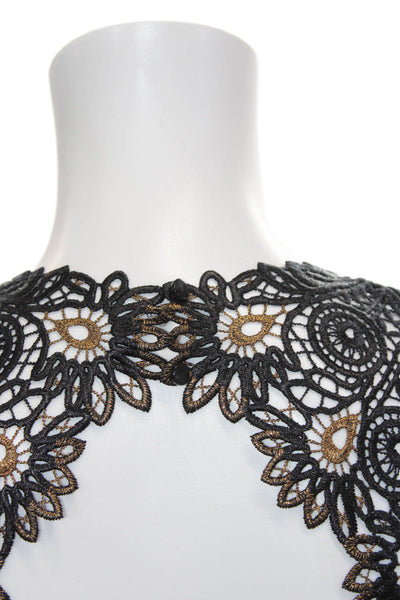 Karen Millen Women Sheath Floral High Neck Black Dress Size 4