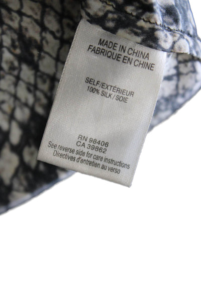 Theory Womens Black Snake Print High Neck Sleeveless Silk Blouse Size XS Petite
