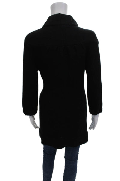 Vince Womens Black Wool Blend Coatigan High Neck Button Long Sleeve Size S