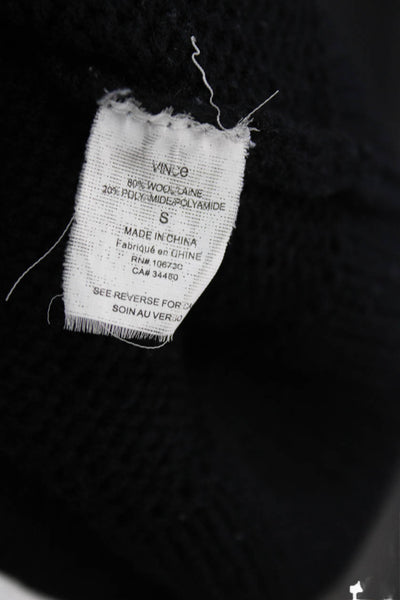 Vince Womens Black Wool Blend Coatigan High Neck Button Long Sleeve Size S