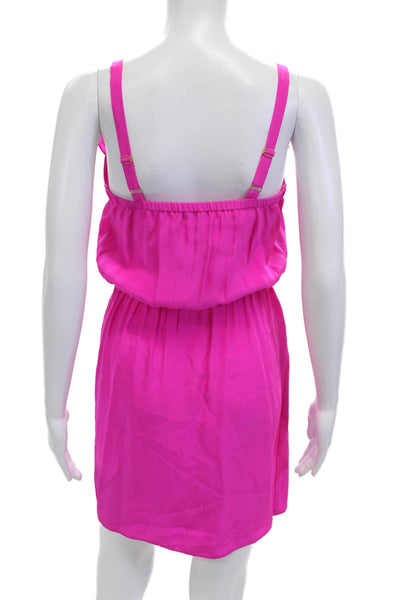 Amanda Uprichard Women Pink Silk Sundress Sleeveless Buckle Short Size S