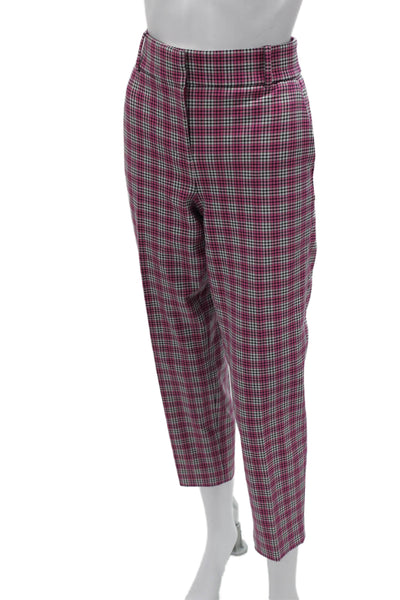 J Crew Womens Ankle Cropped Dress Pants Pink Plaid Size 8