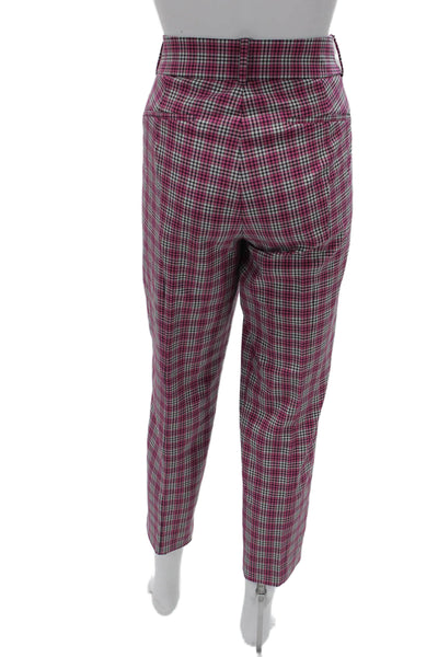 J Crew Womens Ankle Cropped Dress Pants Pink Plaid Size 8