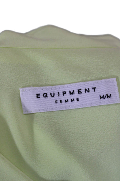 Equipment Femme Womens Yellow Silk Collared Sleeveless Blouse Button Up Size M