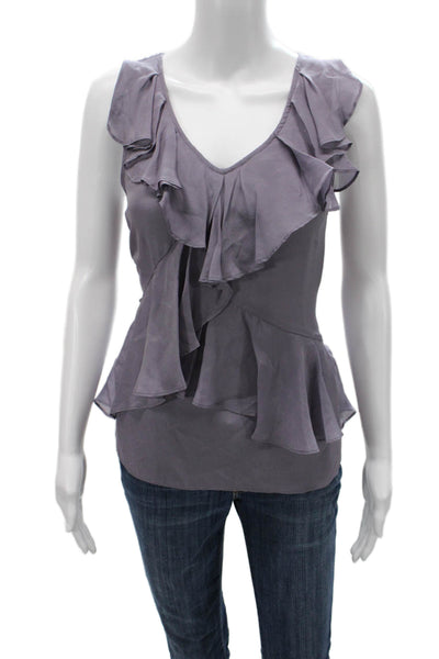 J Crew Womens Sleeveless V-Neck Gray Zip Blouse Polyester Classic Size 10