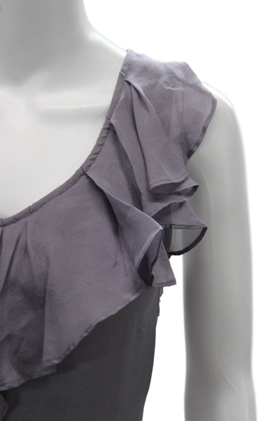 J Crew Womens Sleeveless V-Neck Gray Zip Blouse Polyester Classic Size 10