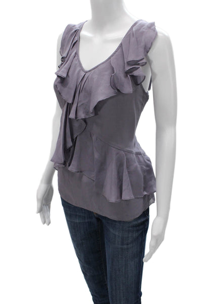 J Crew Womens Sleeveless V-Neck Gray Zip Blouse Polyester Classic Size 10