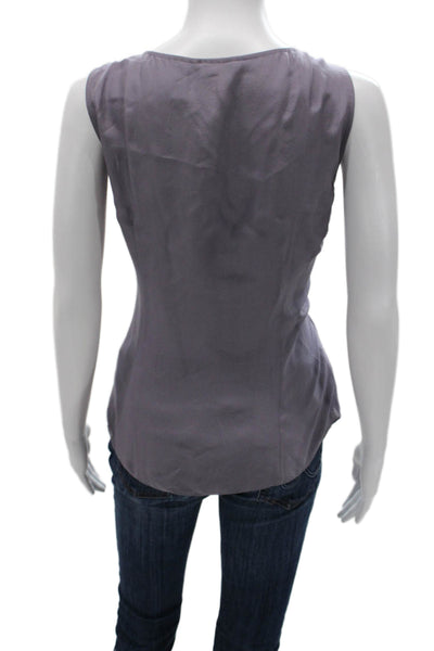 J Crew Womens Sleeveless V-Neck Gray Zip Blouse Polyester Classic Size 10
