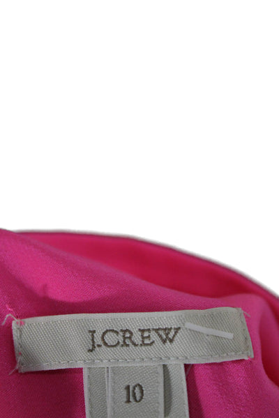 J Crew Womens Pink 100% Silk Collared Long Sleeve Button-Up Blouse Size 10