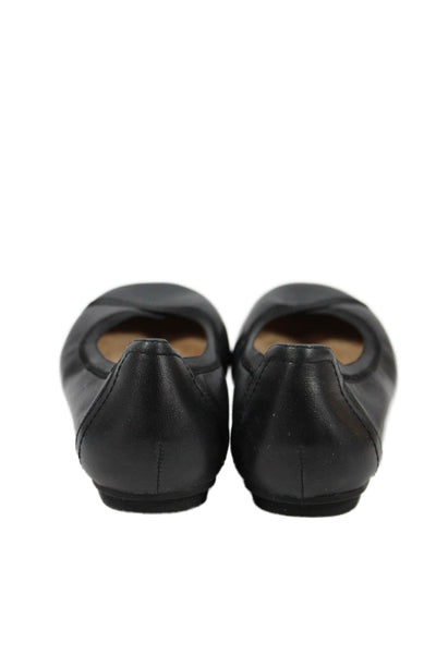 Vionic Womens Leather Spark Caroll Slip-On Ballet Flats Black Size 5