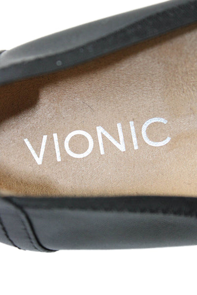 Vionic Womens Leather Spark Caroll Slip-On Ballet Flats Black Size 5
