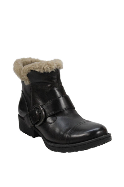 Born Concept Womens Ilia Shearing Lined Buckled Ankle Boots Brown Size 6