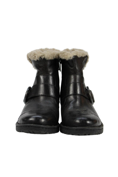 Born Concept Womens Ilia Shearing Lined Buckled Ankle Boots Brown Size 6