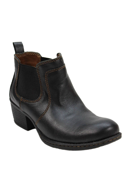Born Concept Womens Pull-On Round Toe Ankle Boots Solid Black Size 6