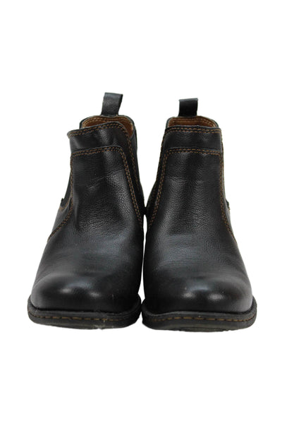 Born Concept Womens Pull-On Round Toe Ankle Boots Solid Black Size 6