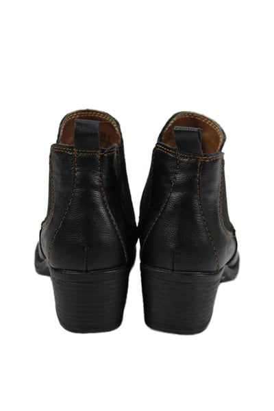 Born Concept Womens Pull-On Round Toe Ankle Boots Solid Black Size 6