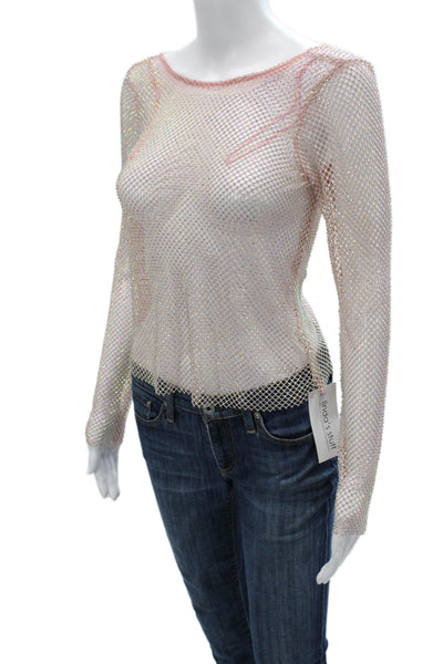 Intimately Free People Womens Boho Geometric Long Sleeve Round Neck Top Size XS