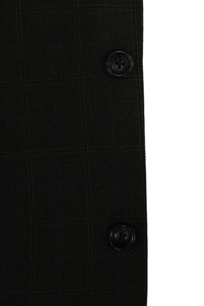 Pronto Uomo Mens Brown Wool Check Suit Jacket Button Collar Size 42