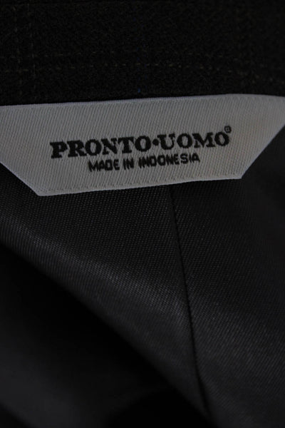 Pronto Uomo Mens Brown Wool Check Suit Jacket Button Collar Size 42