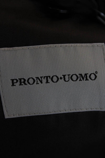 Pronto Uomo Mens Brown Wool Check Suit Jacket Button Collar Size 42