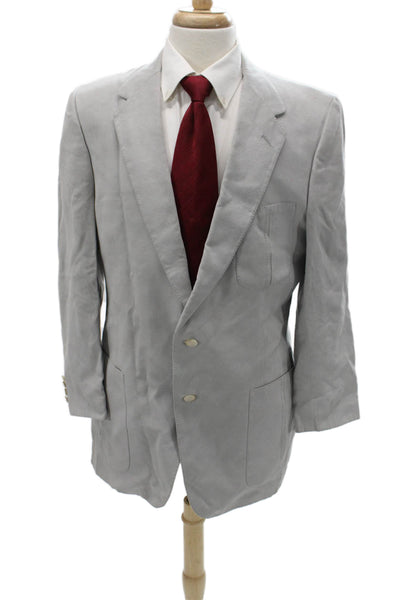 Lanvin Mens Gray Polyester Blend Blazer Collared Button Solid Size 40