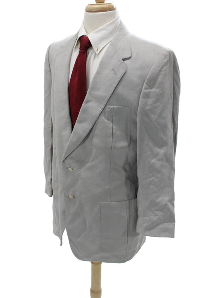 Lanvin Mens Gray Polyester Blend Blazer Collared Button Solid Size 40