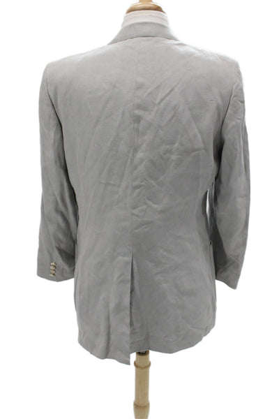 Lanvin Mens Gray Polyester Blend Blazer Collared Button Solid Size 40