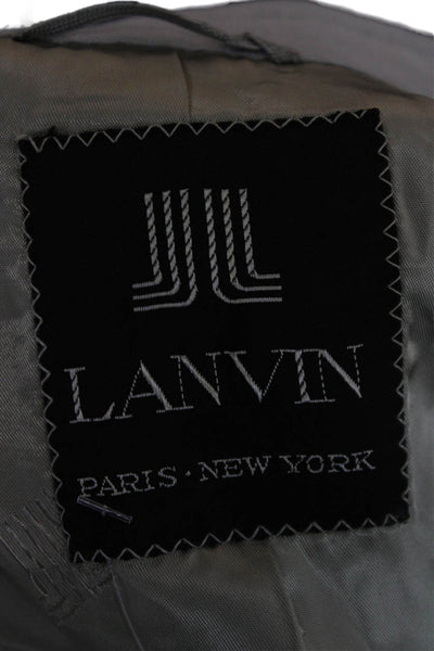 Lanvin Mens Gray Polyester Blend Blazer Collared Button Solid Size 40