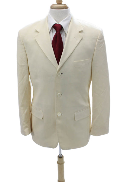 Versini Mens Beige Pure Wool Suit Jacket Size 38