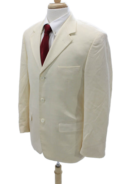 Versini Mens Beige Pure Wool Suit Jacket Size 38