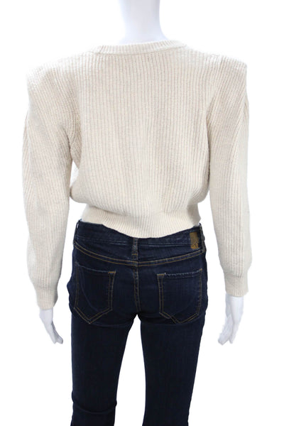 BB Dakota Women Beige Pullover Sweater Crew Neck Long Sleeve Size S