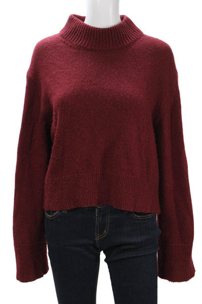 NIA Unisex Red Mock Neck Pullover Sweater Long Sleeve 90s Size S
