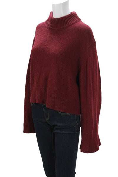 NIA Unisex Red Mock Neck Pullover Sweater Long Sleeve 90s Size S