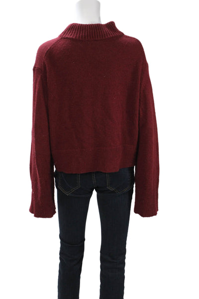 NIA Unisex Red Mock Neck Pullover Sweater Long Sleeve 90s Size S