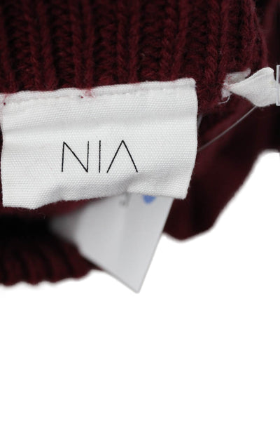 NIA Unisex Red Mock Neck Pullover Sweater Long Sleeve 90s Size S