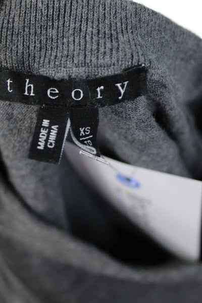 Theory Women Pullover Sweater Gray Wool Crew Neck Long Sleeve Size XS