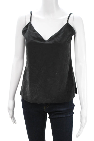 L'Agence Women Silk V-Neck Camisole Black Designer Size XS