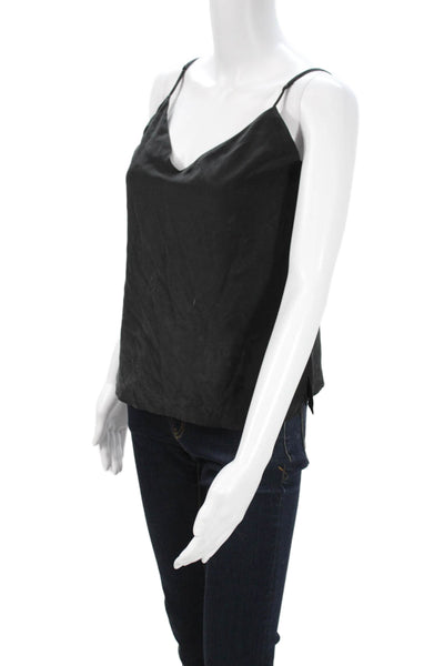 L'Agence Women Silk V-Neck Camisole Black Designer Size XS