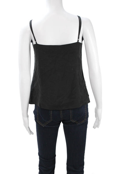 L'Agence Women Silk V-Neck Camisole Black Designer Size XS