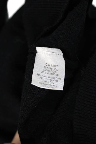 TCEC Women Turtleneck Button Long Sleeve Top Black Grunge Size M