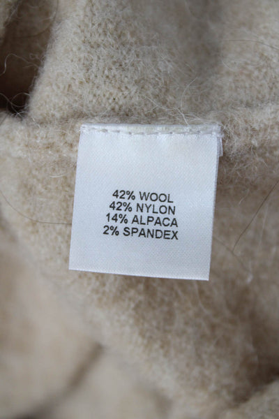 Michelle Mason Women Beige Turtleneck Pullover Sweater 3/4 Sleeve Size PP