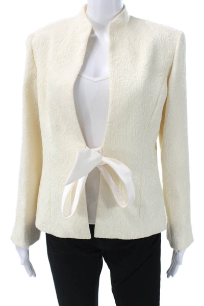 Jessica Howard Womens Beige Paisley Tie Mock Neck Blazer Size S