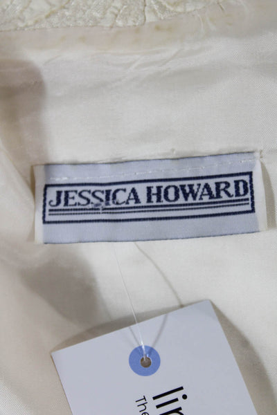 Jessica Howard Womens Beige Paisley Tie Mock Neck Blazer Size S