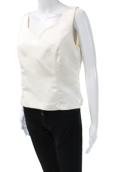Jessica Howard Women Basic Sleeveless Square Neck White Tank Size 8